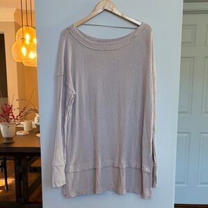 We The Free Taupe Textured Knit Top